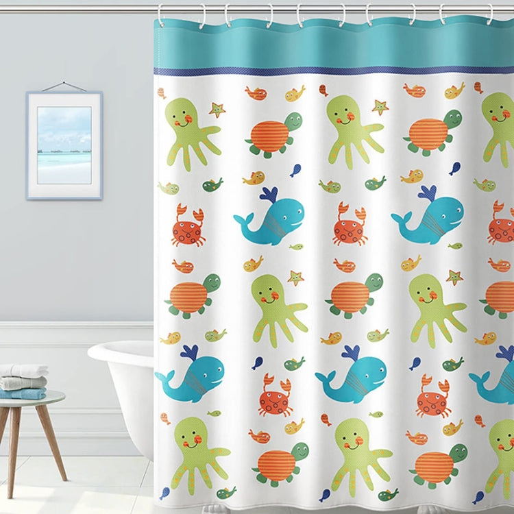 Thickened Polyester Fabric Printed Shower Curtain Cute Cartoon Waterproof Curtain With Hooks My Store