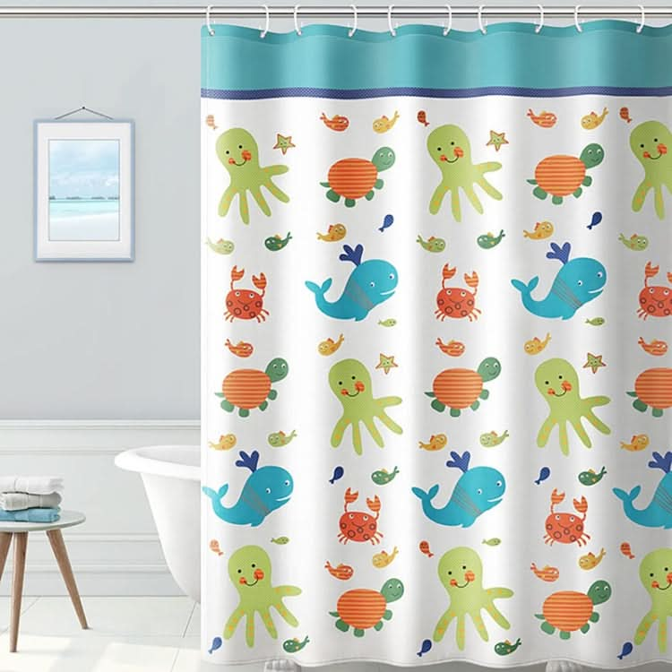 80x180cm Thickened Polyester Fabric Printed Shower Curtain Cute Cartoon Waterproof Curtain With Hooks-Reluova