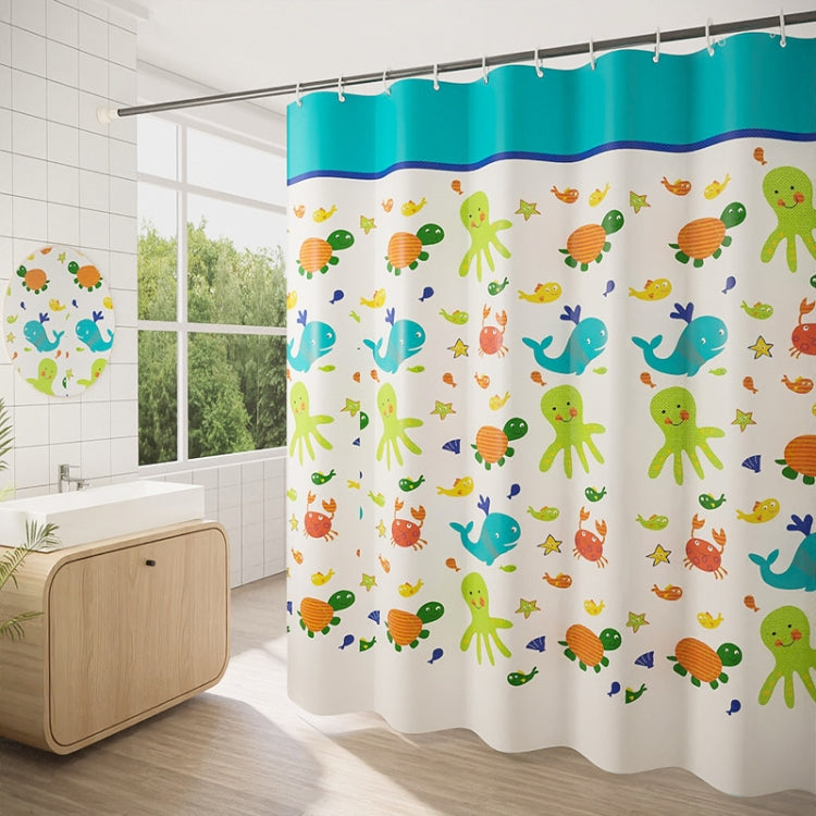 Thickened Polyester Fabric Printed Shower Curtain Cute Cartoon Waterproof Curtain With Hooks My Store