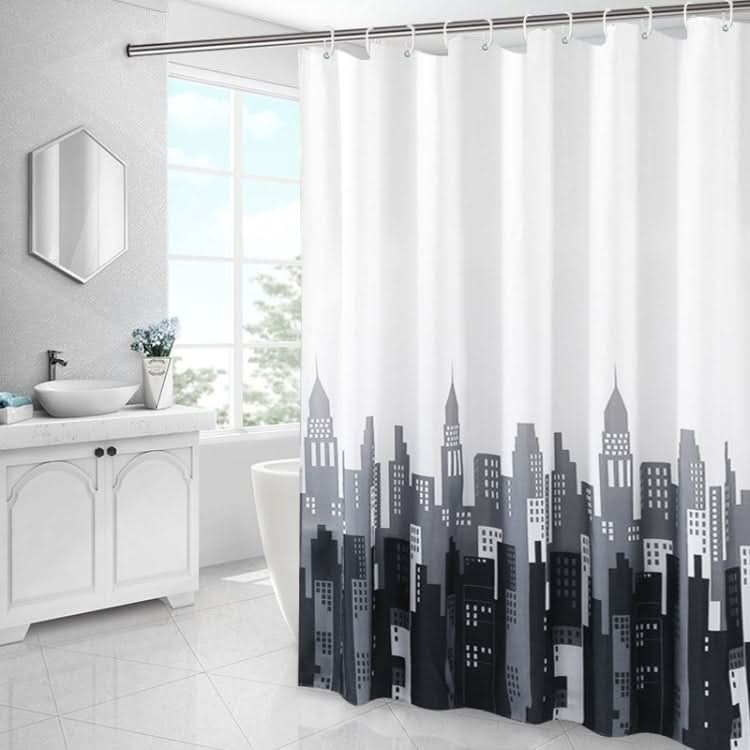 280x200cm Simple Waterproof Shower Curtain Thickened Polyester Bathroom Shower Curtain Cloth(Tower)-Reluova