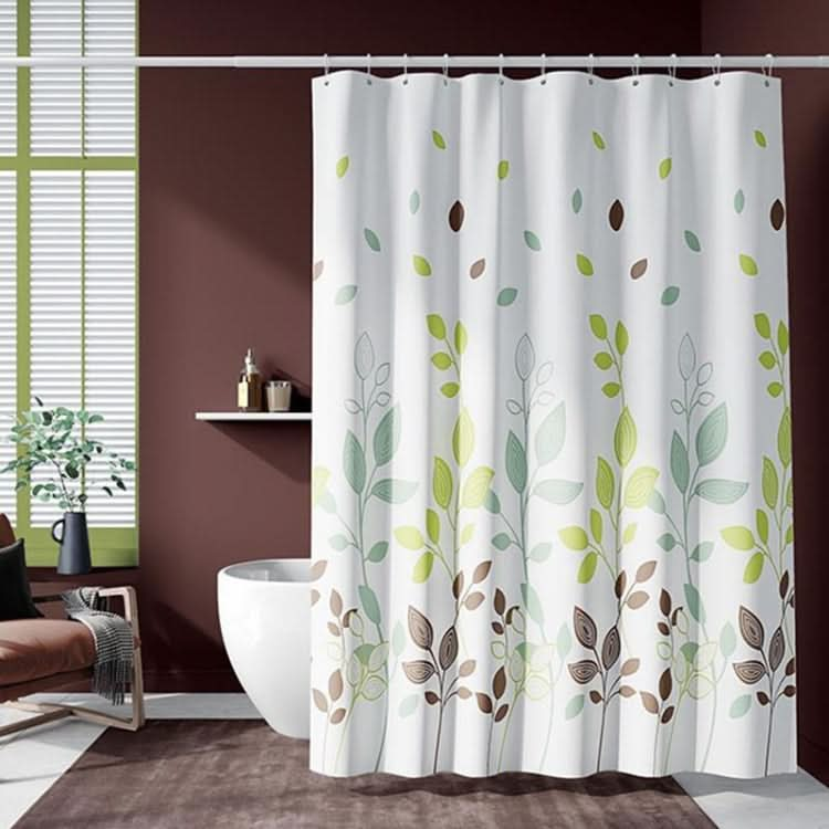 220x200cm Leaf Printed Waterproof Shower Curtain Thickened Polyester Bathroom Curtain Cloth-Reluova