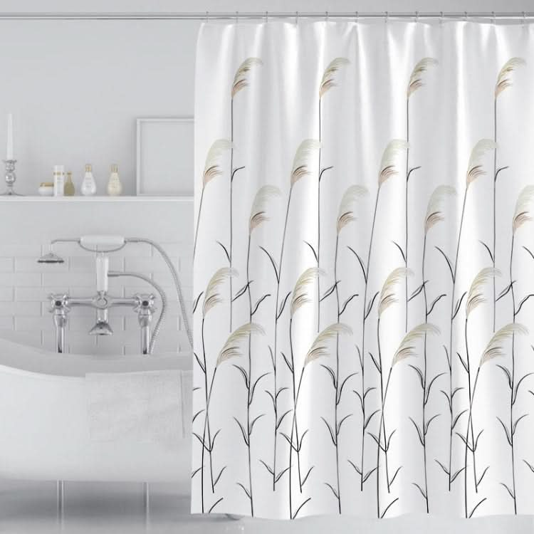 220x200cm Fresh Reed Printed Bathroom Waterproof Shower Curtain Thickened Polyester Shower Curtain Cloth(Reed)-Reluova