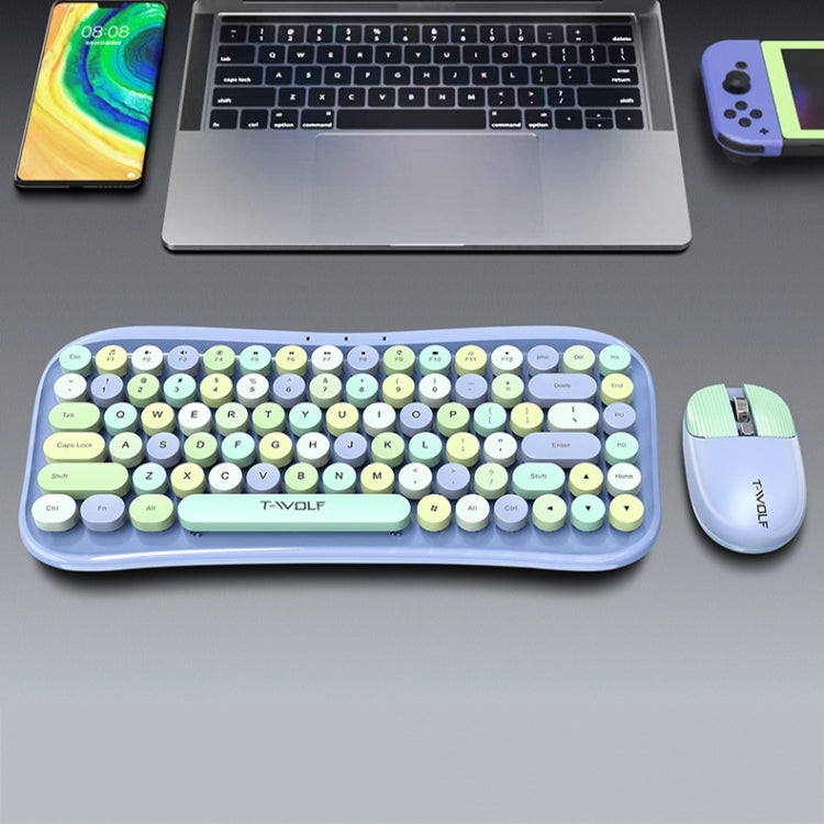 T-WOLF TF660 2.4G+5.0 Bluetooth Dual-Mode Retro Wireless Keyboard And Mouse Set