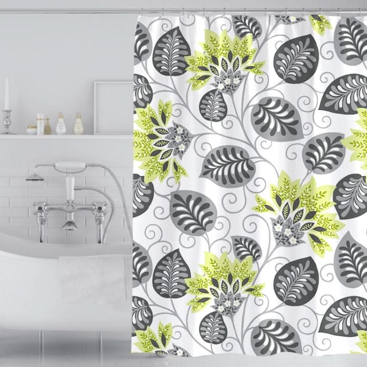 240x200cm Botanical Flower Printed Waterproof Polyester Shower Curtain Home Thickened Bathroom Curtain Cloth-Reluova