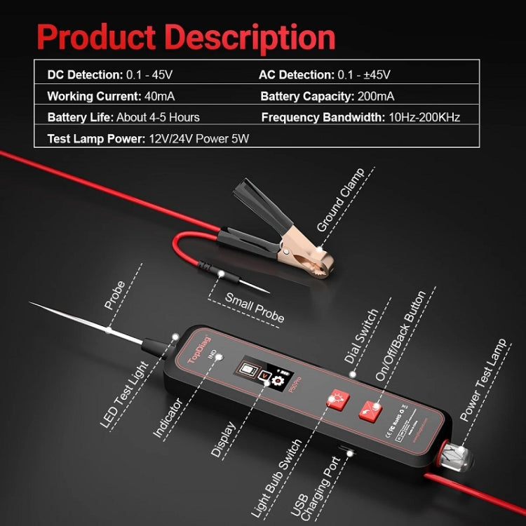 JDiag Mini Circuit Tester AC/DC Detection Multi-function Oscilloscope