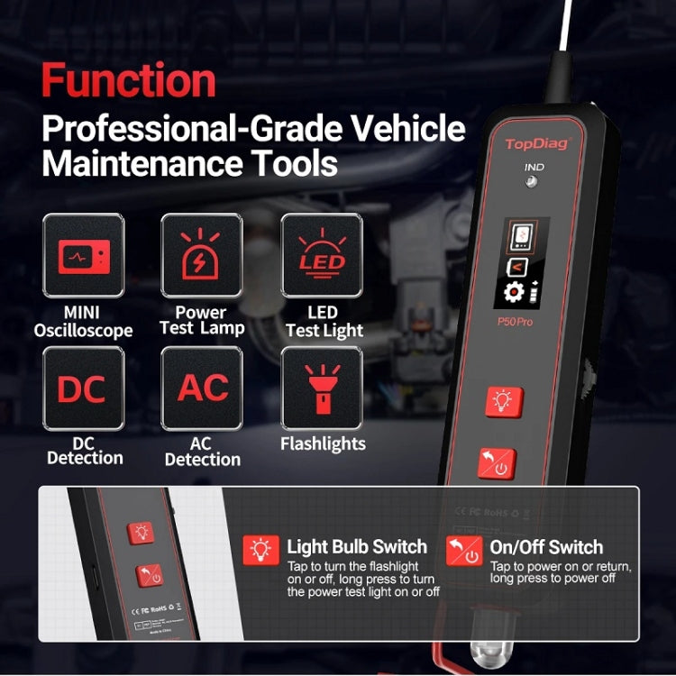 JDiag Mini Circuit Tester AC/DC Detection Multi-function Oscilloscope