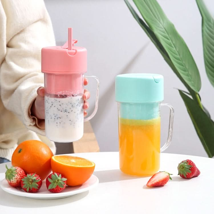 420ml 6 Blades Straw Juice Cup USB Charging Portable Fruit Juicer Smoothie Maker(Pink)-Reluova