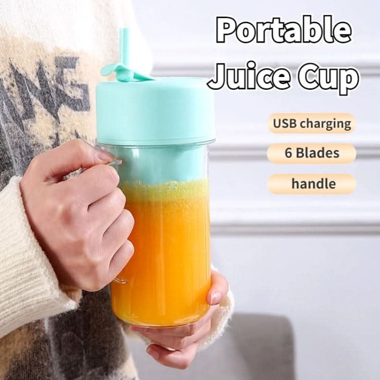 420ml 6 Blades Straw Juice Cup USB Charging Portable Fruit Juicer Smoothie Maker(Green)-Reluova