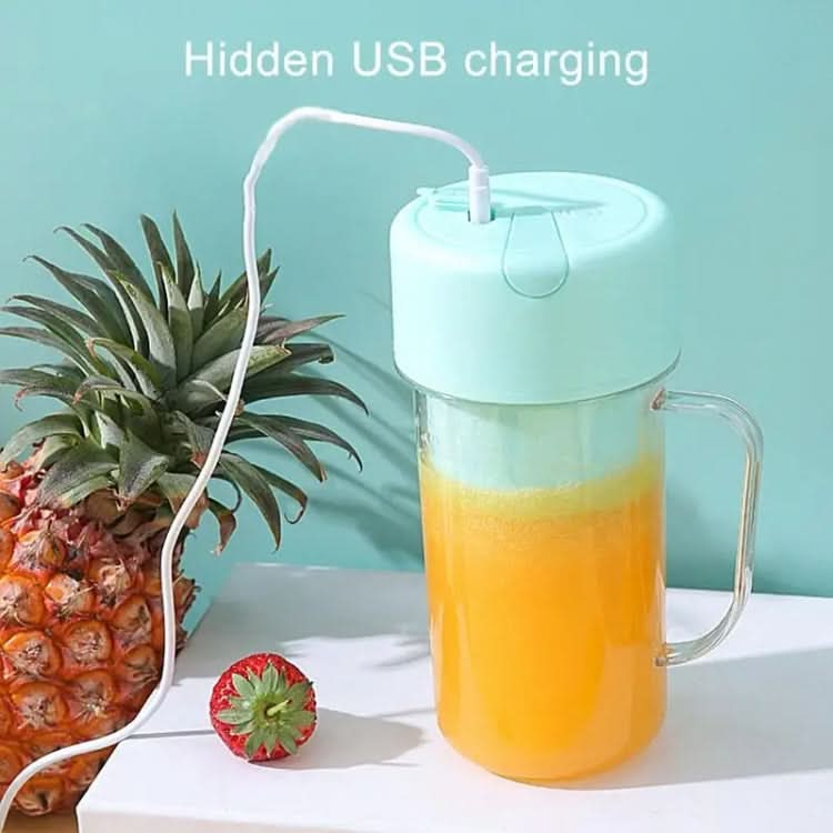 420ml 6 Blades Straw Juice Cup USB Charging Portable Fruit Juicer Smoothie Maker(Green)-Reluova