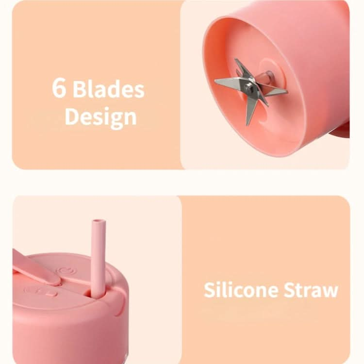 420ml 6 Blades Straw Juice Cup USB Charging Portable Fruit Juicer Smoothie Maker(Pink)-Reluova