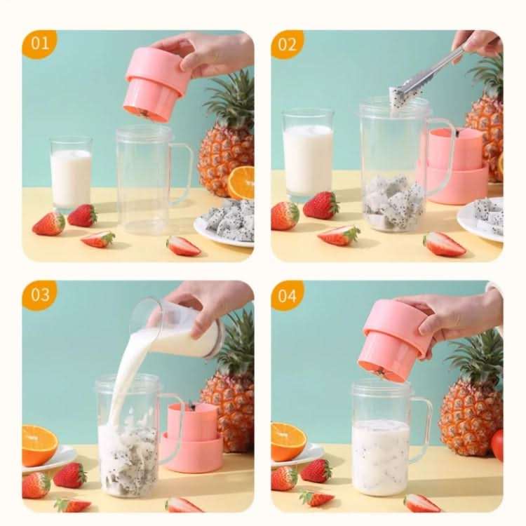 420ml 6 Blades Straw Juice Cup USB Charging Portable Fruit Juicer Smoothie Maker(Pink)-Reluova