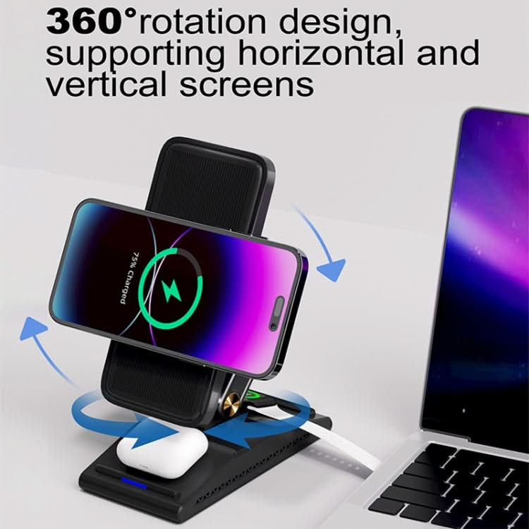 3-In-1 Magsafe Rotating Folding Magnetic Desktop Wireless Charger