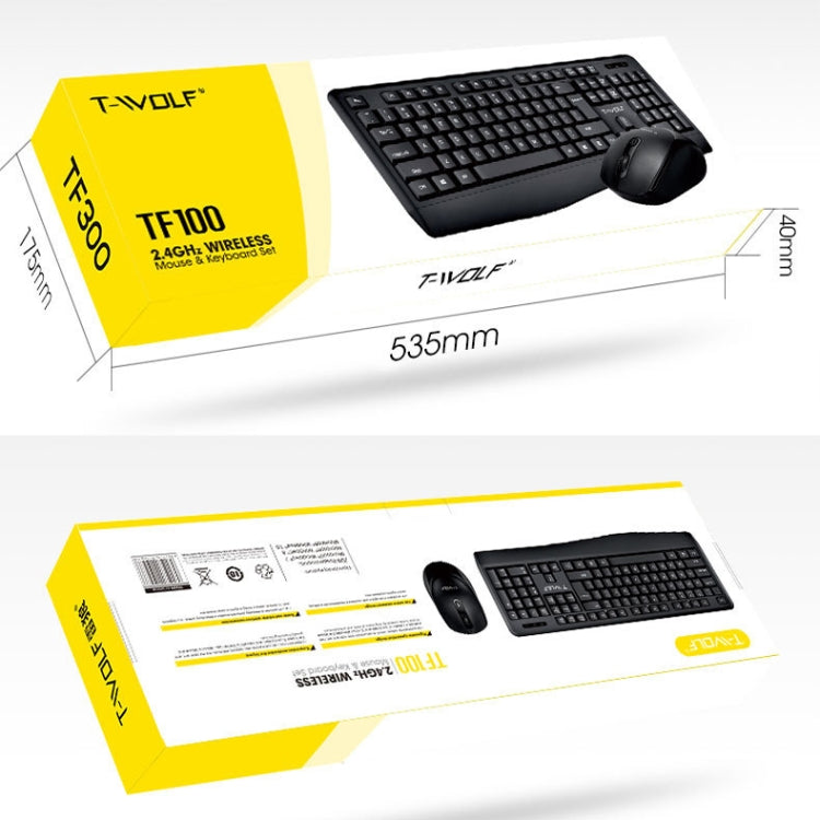 T-WOLF TF-100 2.4G Bluetooth Laptop Office Wireless Keyboard and Mouse Set