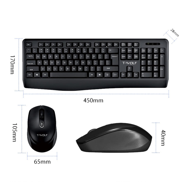 T-WOLF TF-100 2.4G Bluetooth Laptop Office Wireless Keyboard and Mouse Set My Store