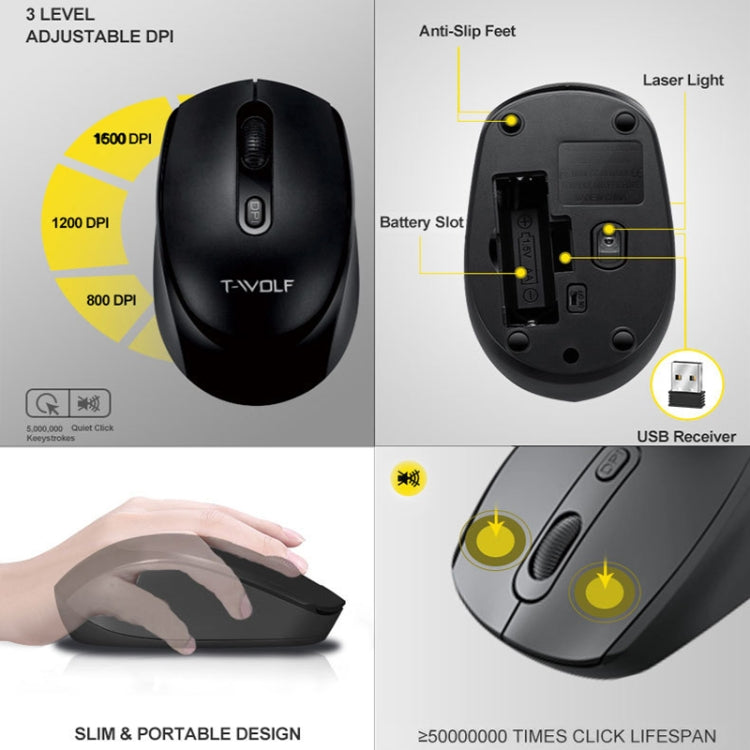 T-WOLF TF-100 2.4G Bluetooth Laptop Office Wireless Keyboard and Mouse Set My Store