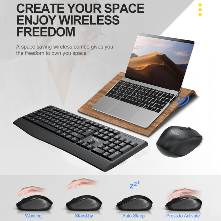 T-WOLF TF-100 2.4G Bluetooth Laptop Office Wireless Keyboard and Mouse Set