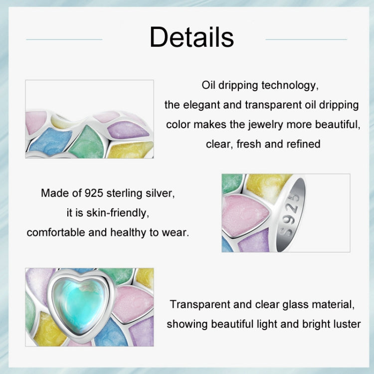 S925 Sterling Silver Platinum Plated Neon Color Love Heart-Shaped DIY Beads