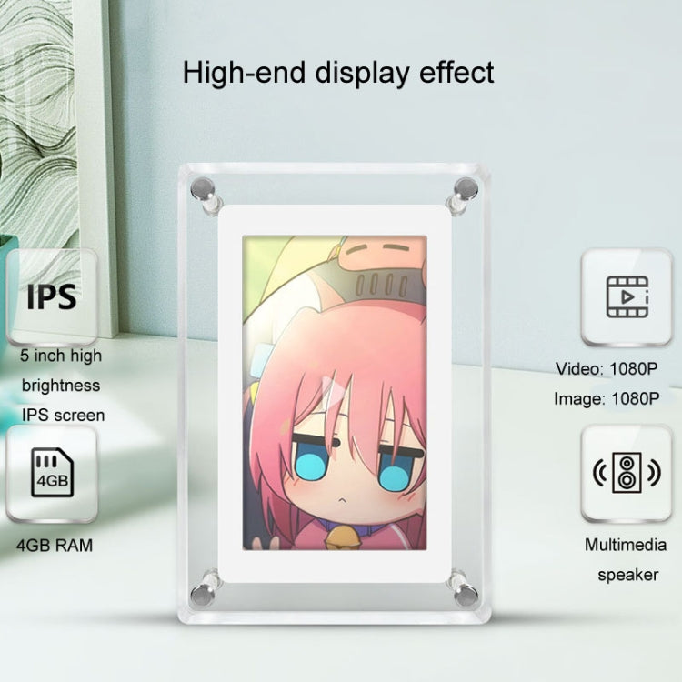 5 Inch HD Digital Photo Frame Crystal Advertising Player 1080P Motion Video Picture Display Player Reluova