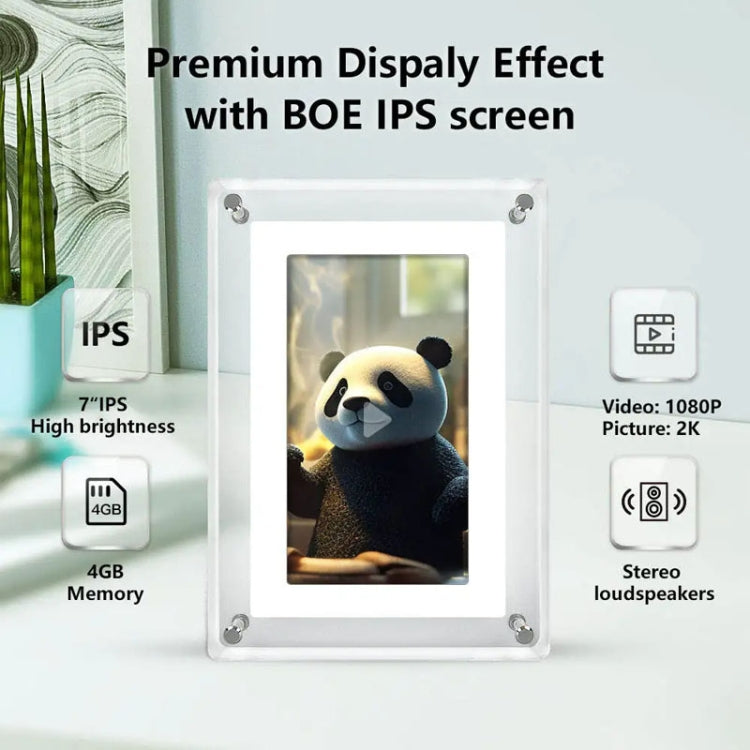 7 Inch Acrylic HD Digital Photo Frame Desktop Smart Motion Video Player Ornament Reluova