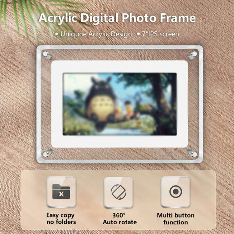 7 Inch Acrylic HD Digital Photo Frame Desktop Smart Motion Video Player Ornament Reluova