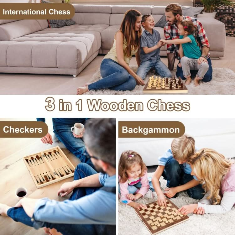 3 In 1 Wooden Chess Set Foldable Chess Board For Kids Adults Reluova