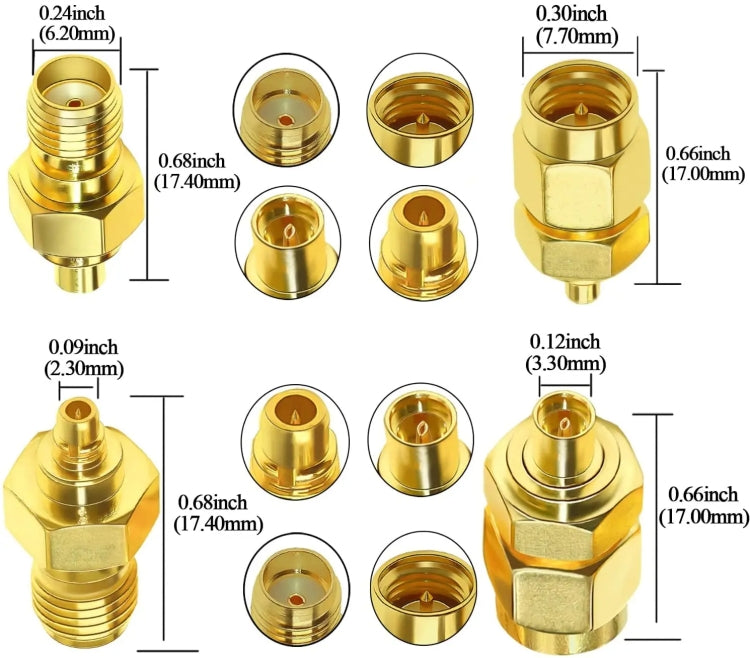 Coaxial Adapter Kit Brass Coaxial Connector RF Antenna Adapter Reluova