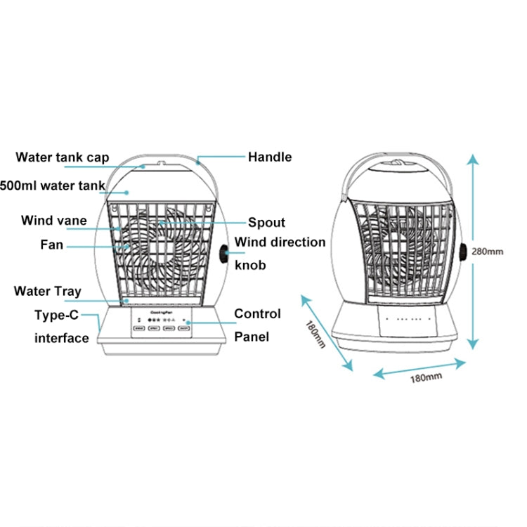 CF-009 USB Touch Spray Humidification Air Conditioning Fan Desktop Office Air Cooler Reluova