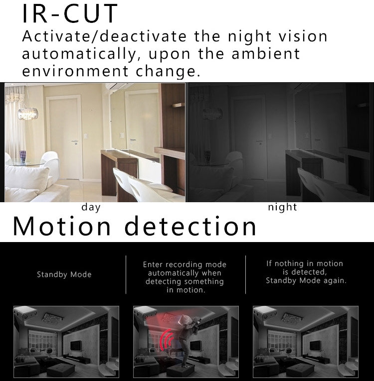 XD Camera 1080p HD Video Smart IR-CUT Infrared Night Vision Sports Camera