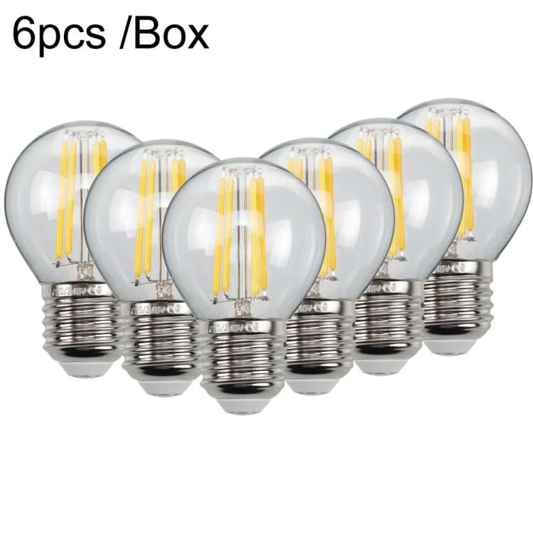 6pcs /Box G45 Bulb LED Lamp Fixture Illuminator Vintage Filament Lights, Style: Transparent Large Screw(220V 4W)-Reluova