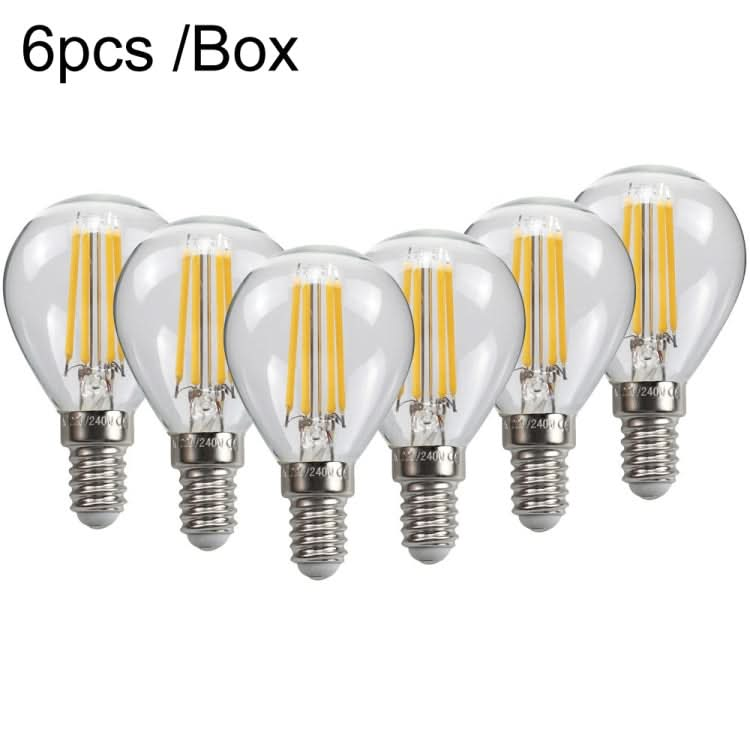 6pcs /Box G45 Bulb LED Lamp Fixture Illuminator Vintage Filament Lights, Style: Transparent Small Screw(220V 4W)-Reluova