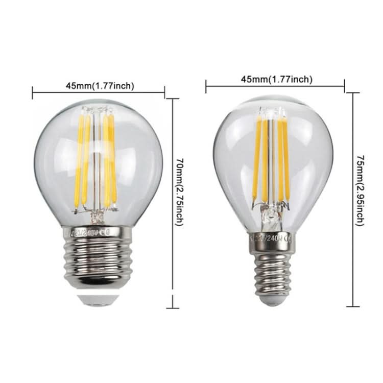 6pcs /Box G45 Bulb LED Lamp Fixture Illuminator Vintage Filament Lights, Style: Transparent Large Screw(220V 4W)-Reluova