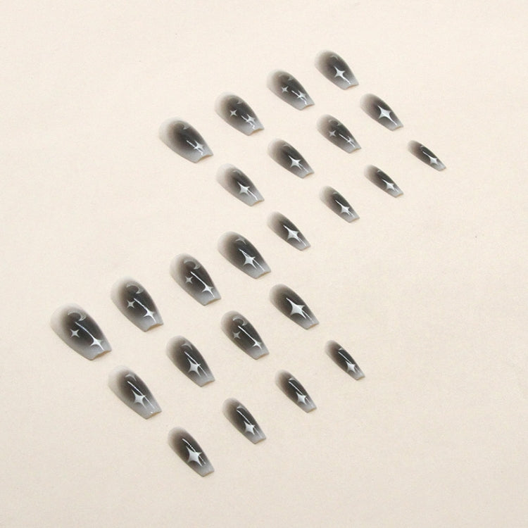 24pcs /Box  Press On Nails Dark Star and Moon Series False Nails Mid-Length Ballet Nails My Store