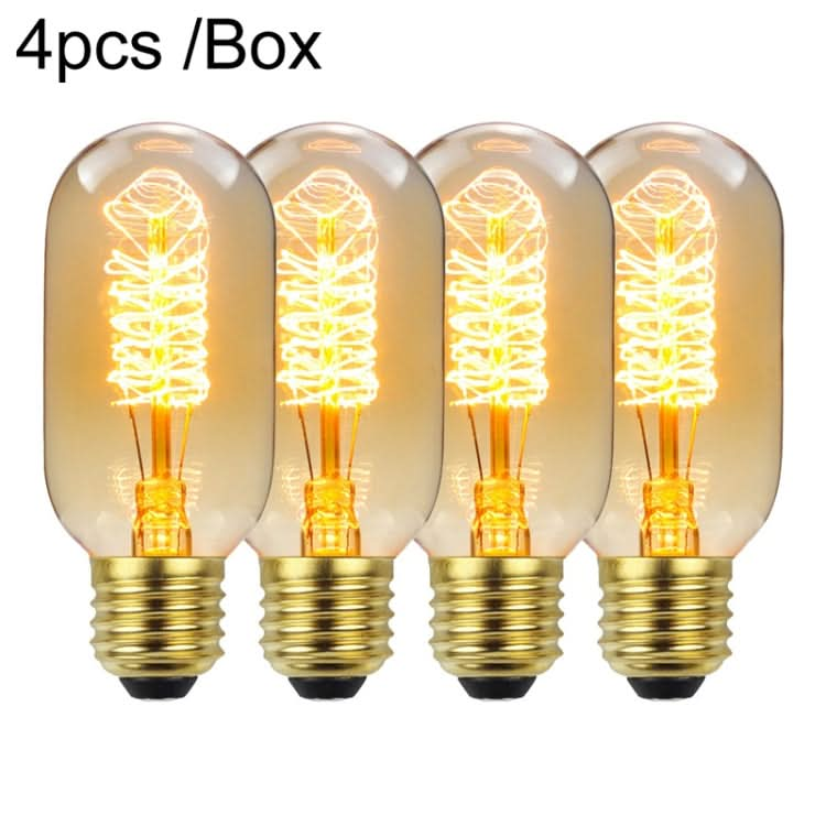 4pcs /Box T45 LED Lamp Fixture Illuminator Vintage Lights, Power: 220V 40W(Spiral Gold)-Reluova