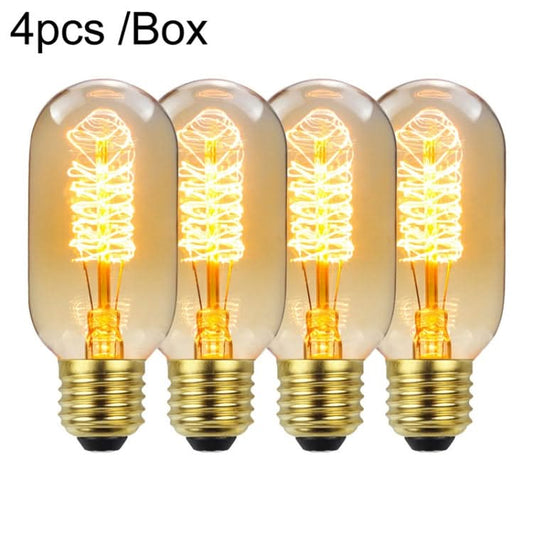 4pcs /Box T45 LED Lamp Fixture Illuminator Vintage Lights, Power: 220V 40W(Spiral Gold)-Reluova