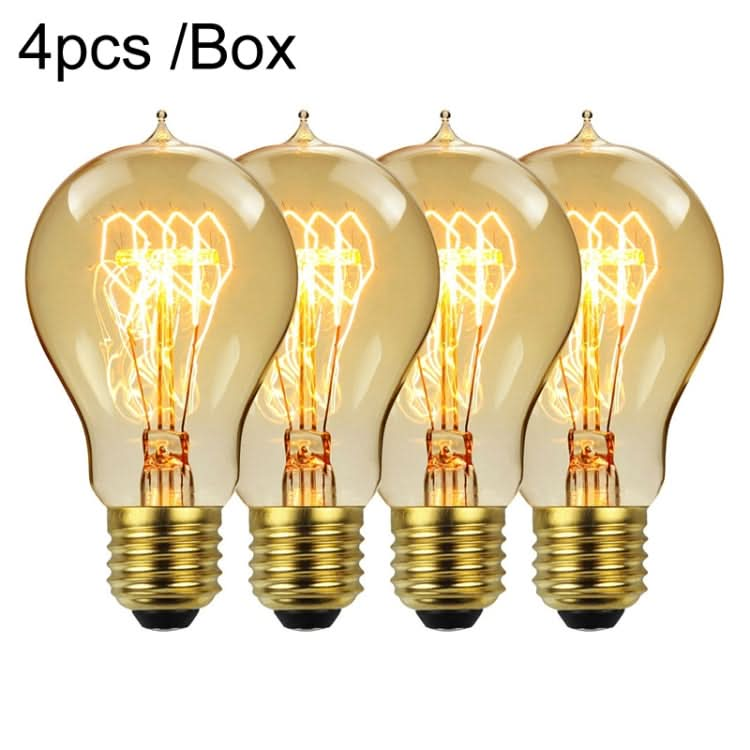 4pcs /Box A60 LED Antique Lamp Vintage Decorative Illumination Light Bulb, Power: 220V 40W(Tip Gold)-Reluova