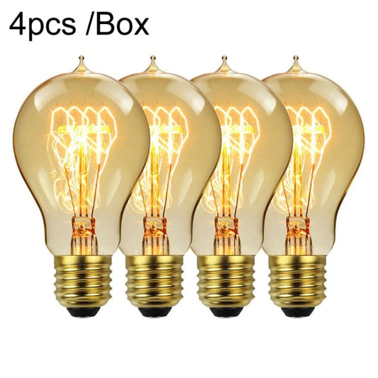 4pcs /Box A60 LED Antique Lamp Vintage Decorative Illumination Light Bulb, Power: 110V 40W(Tip Gold)-Reluova