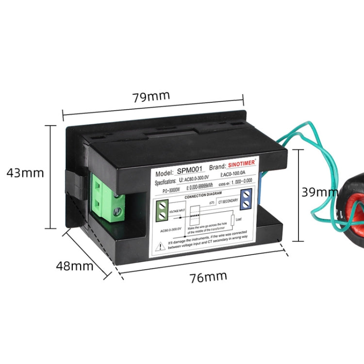 SINOTIMER SPM001 AC LED Digital Voltmeter Frequency Factors Meter Power Monitor Reluova