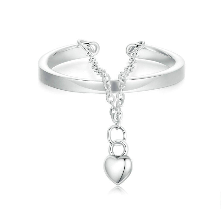 S925 Sterling Silver Love Chain Open Adjustable Ring My Store