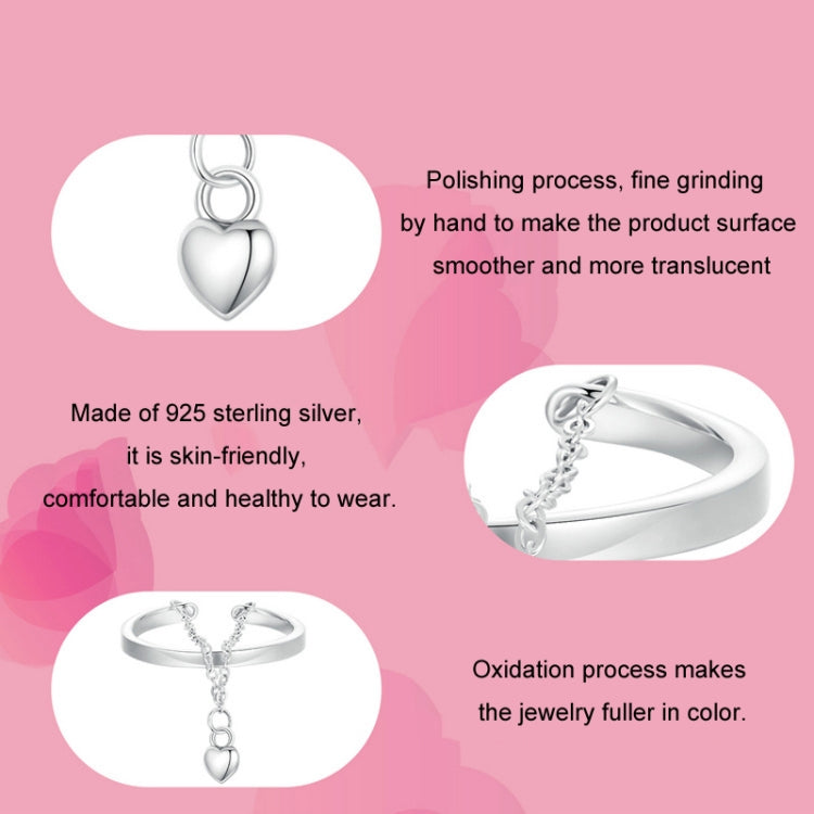 S925 Sterling Silver Love Chain Open Adjustable Ring My Store