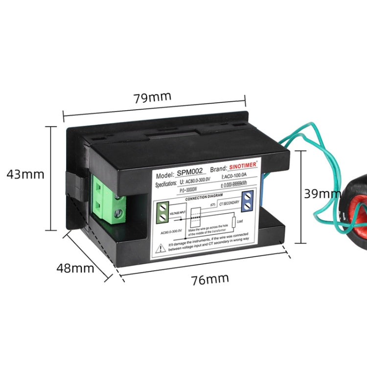 SINOTIMER SPM002 Liquid Crystals AC Digital Voltage And Current Meter Power Monitor Reluova