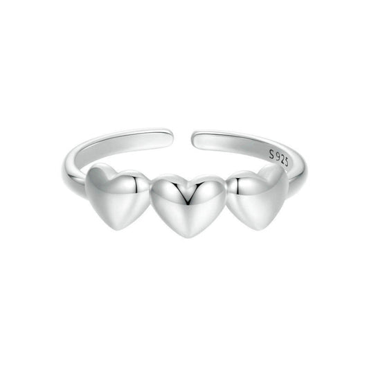 S925 Sterling Silver Love Arrangement Open Adjustable Ring My Store