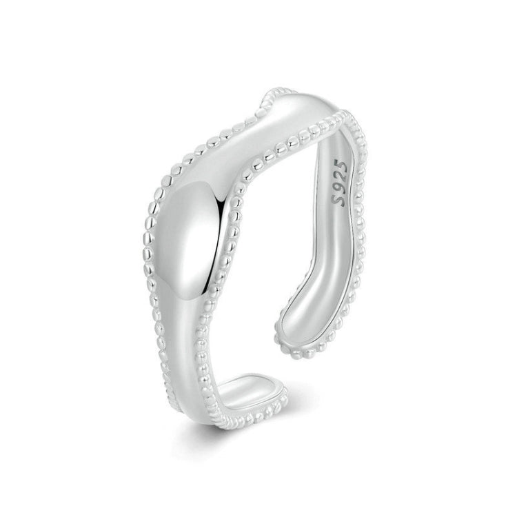 S925 Sterling Silver Electroplated Wave Opening Adjustable Ring My Store