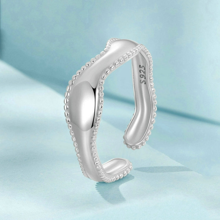 S925 Sterling Silver Electroplated Wave Opening Adjustable Ring My Store