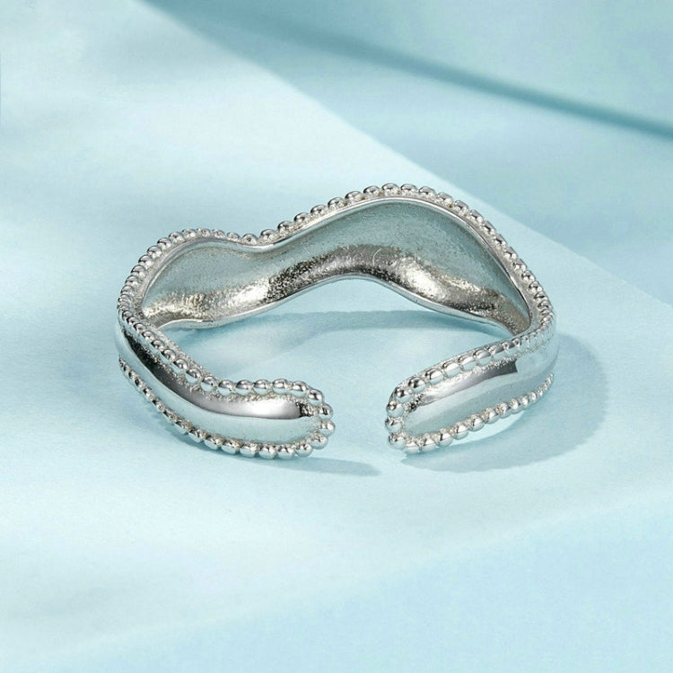 S925 Sterling Silver Electroplated Wave Opening Adjustable Ring My Store