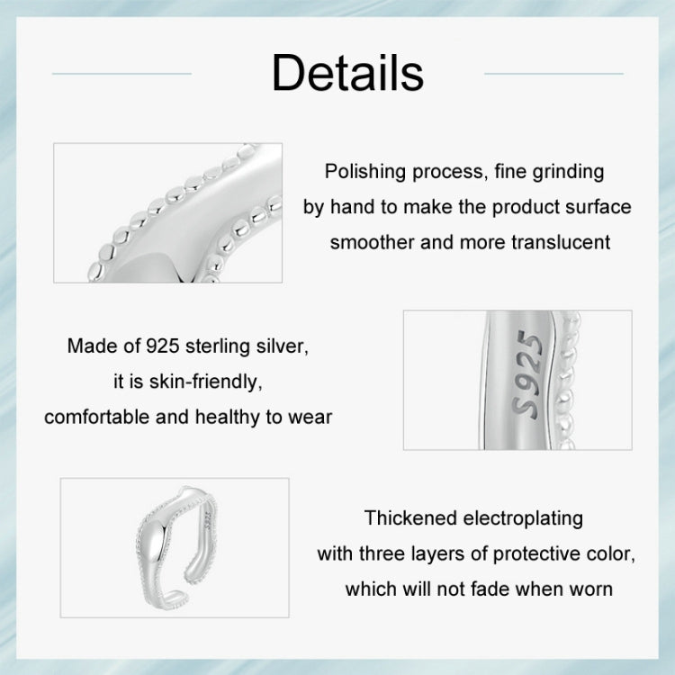 S925 Sterling Silver Electroplated Wave Opening Adjustable Ring My Store