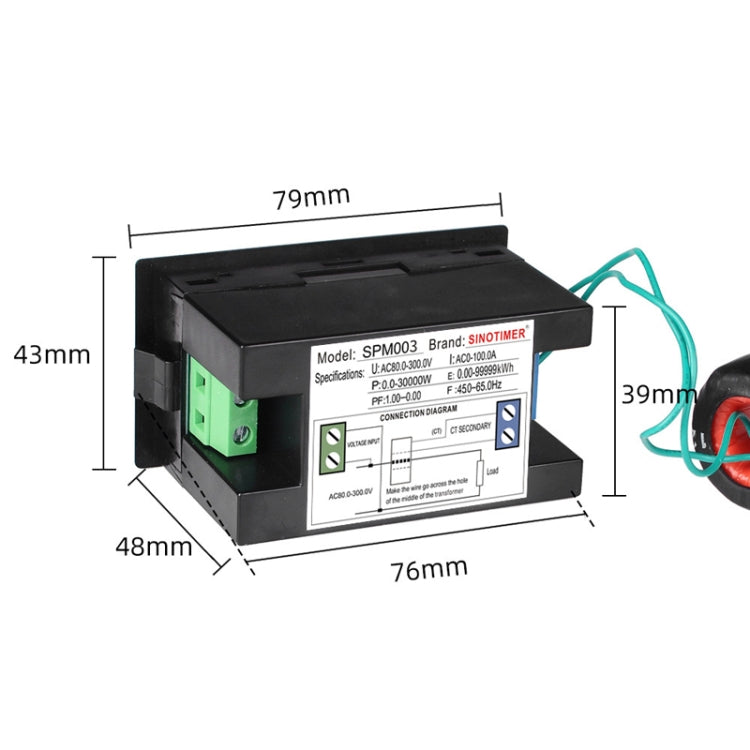 SINOTIMER SPM003 AC LED Digital Voltmeter Frequency Factors Meter Power Monitor Reluova