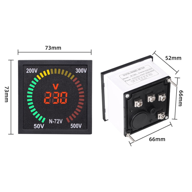 SINOTIMER N-72V AC Voltage Signal Indicator Square Turntable LED Digital Display Voltmeter Reluova