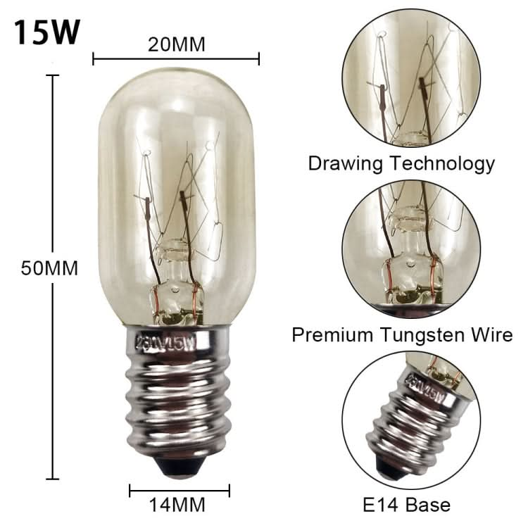 220V 15W E14 Screw Light Refrigerator Light Bulb Microwave Oven Sewing Machine Machine Bulb(2700K)-Reluova