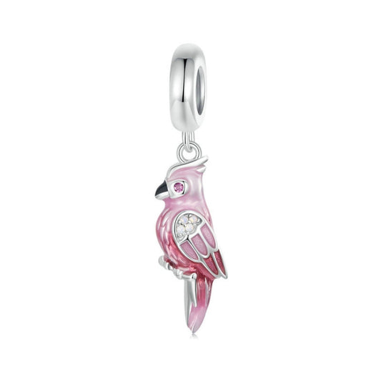 S925 Sterling Silver Platinum-plated Pink Gradient Parrot Jewelry Pendant