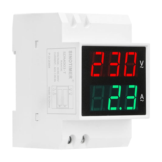 SINOTIMER SDM003-T 3 Digits DIN Rail Single-Phase AC Household Dual Display Voltage And Current Meter Reluova